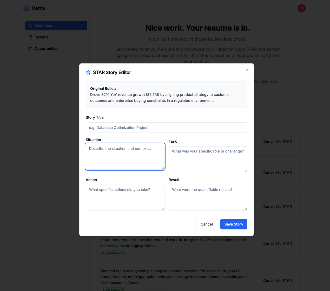 Vetta STAR Story Editor
